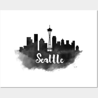 Seattle watercolor Posters and Art